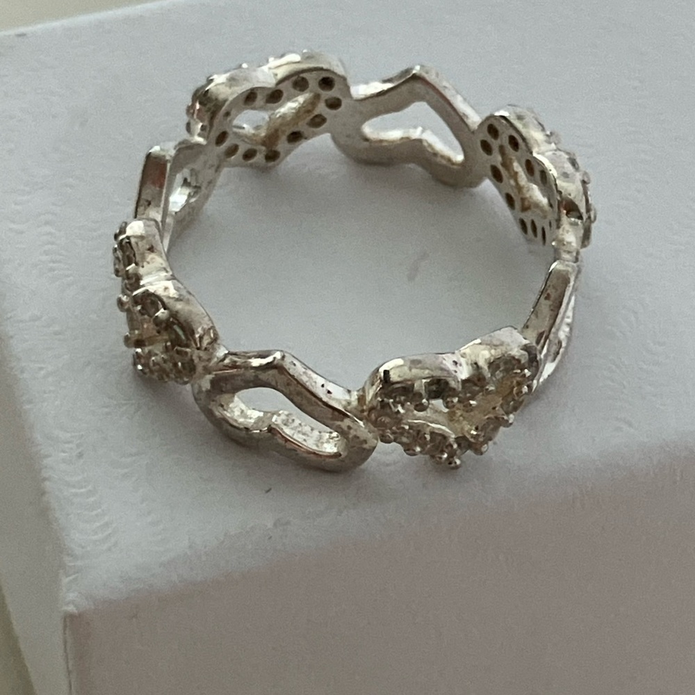 Sterling Silver Ring Size 7.75 with CZ Accents
